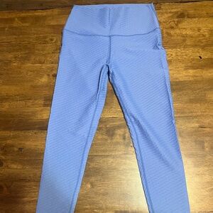 Blue Textured Leggings